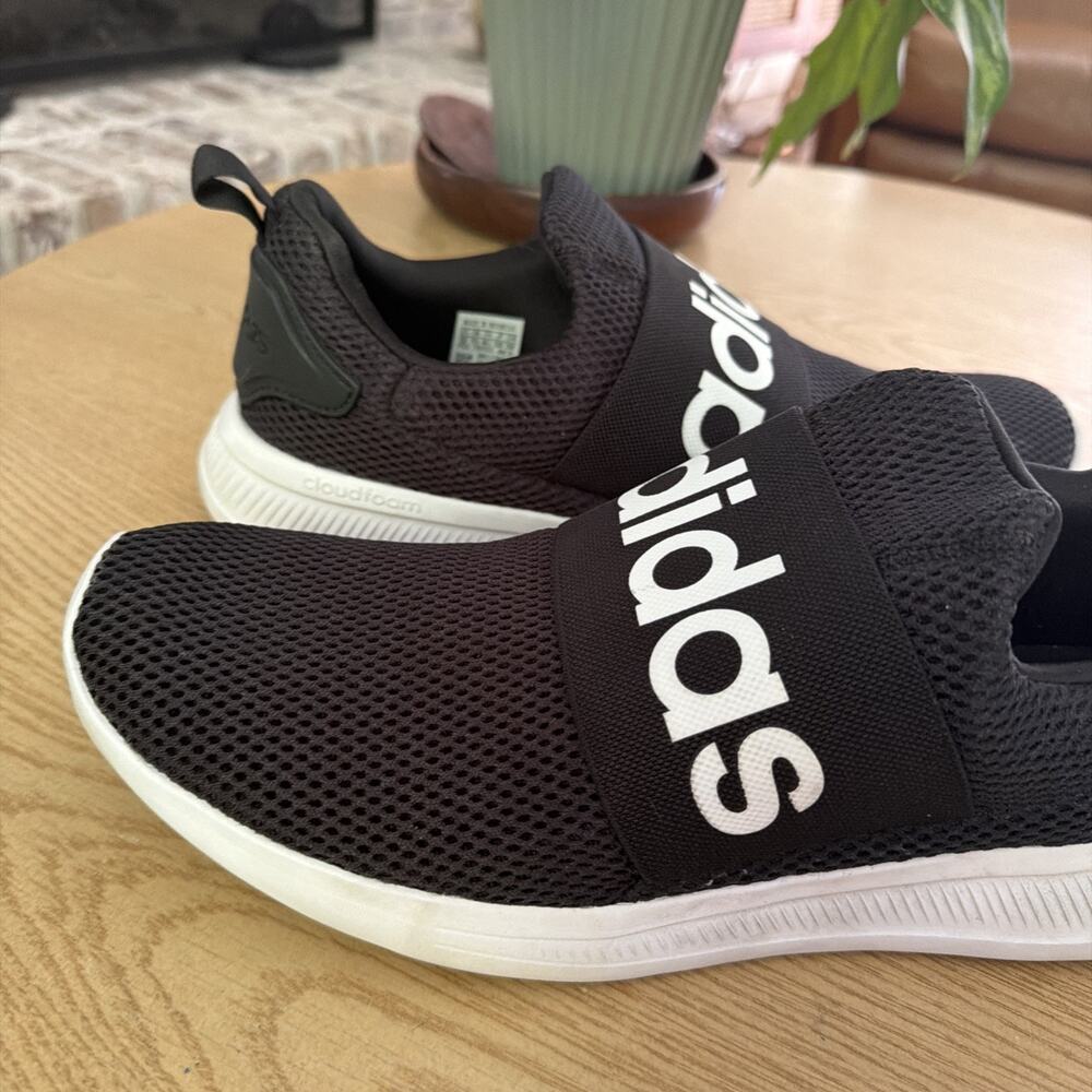 Adidas Cloudfoam Adapt Mens 12 Black White Slip On Shoe H01343